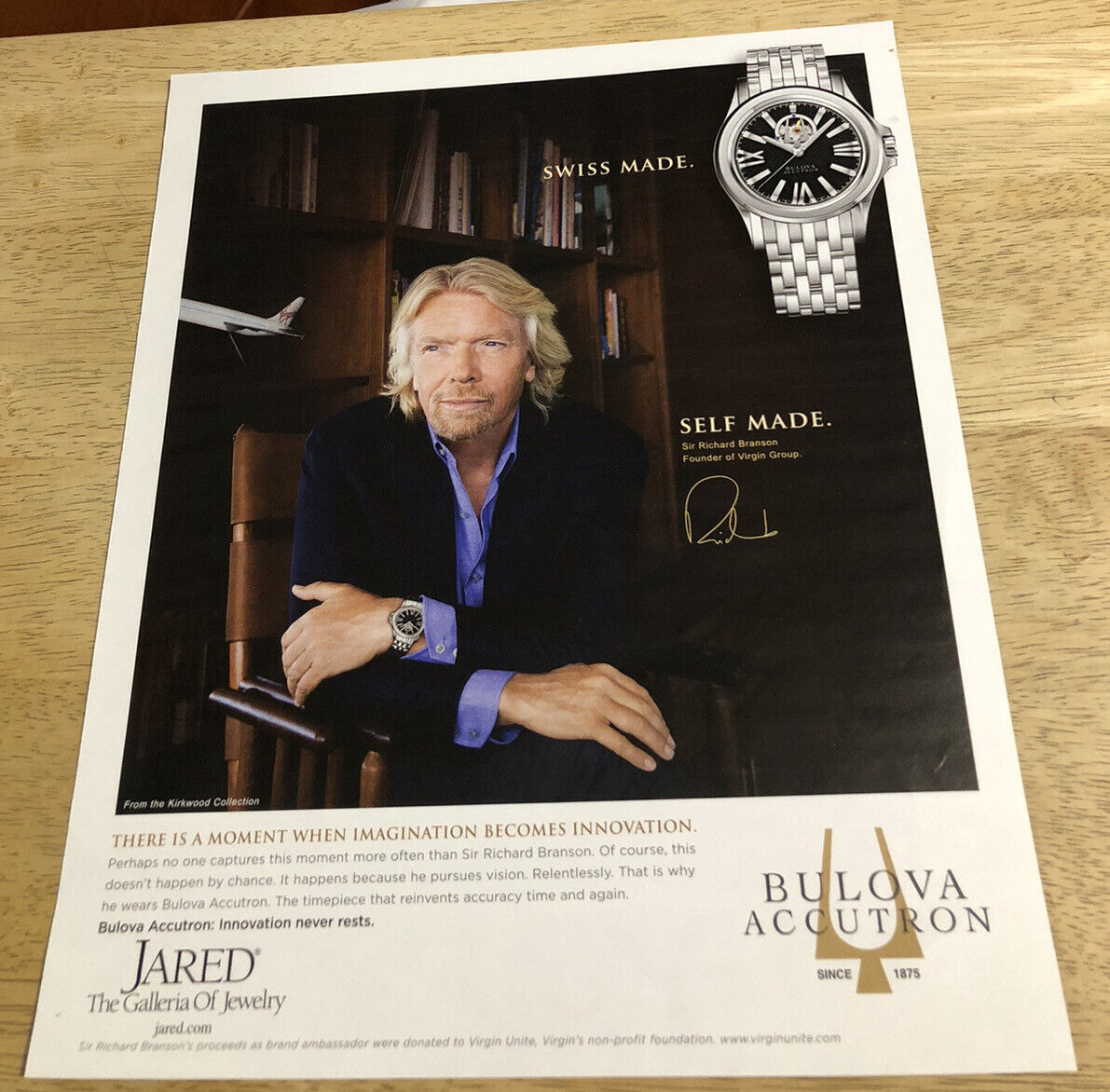 2011 Sir Richard Branson for BULOVA Accutron Watch Ad - Magazine Print Ad