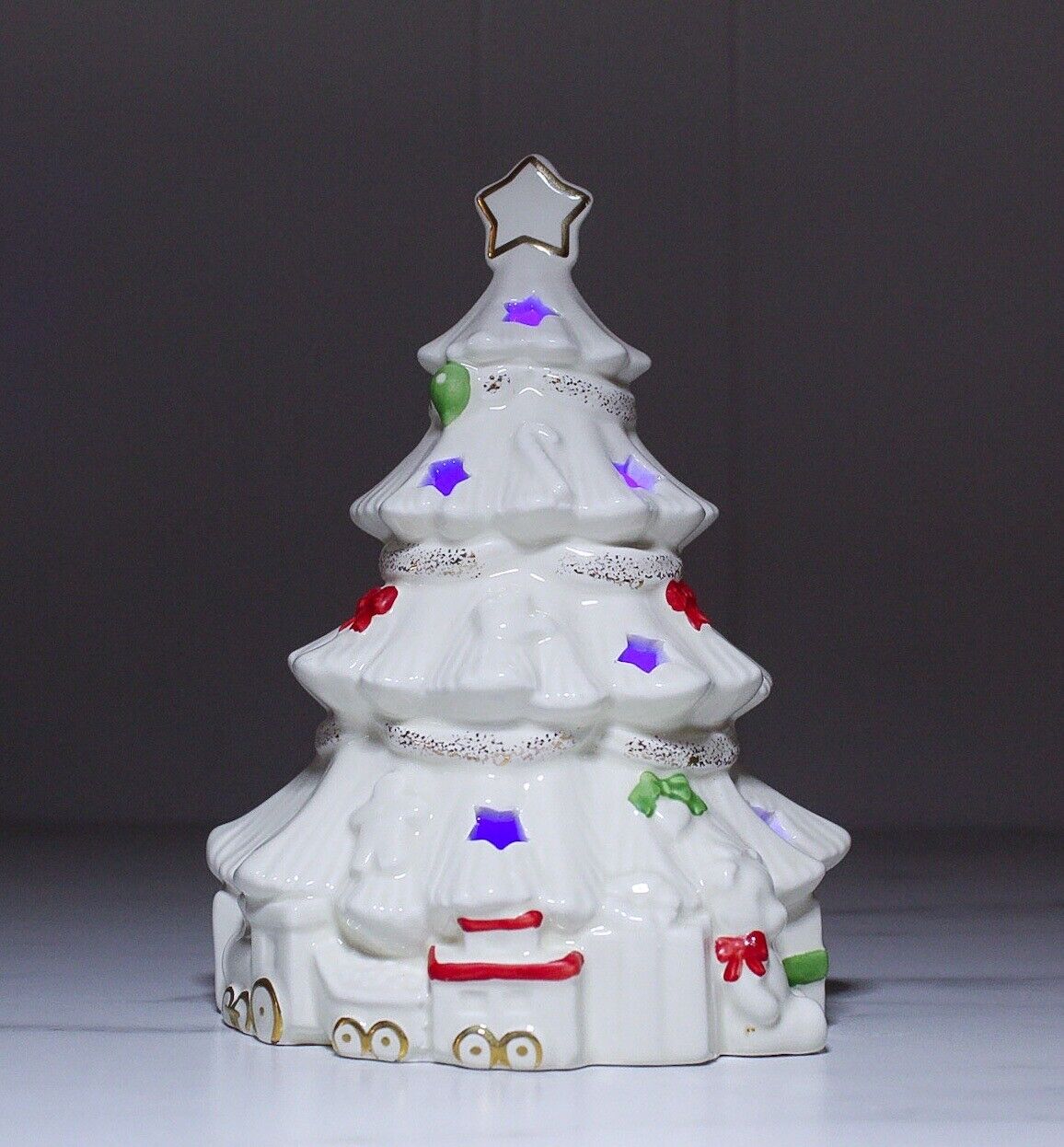 Vintage LENOX Season\'s Sparkle Porcelain Lighted Color Changing Lit Tree Figure