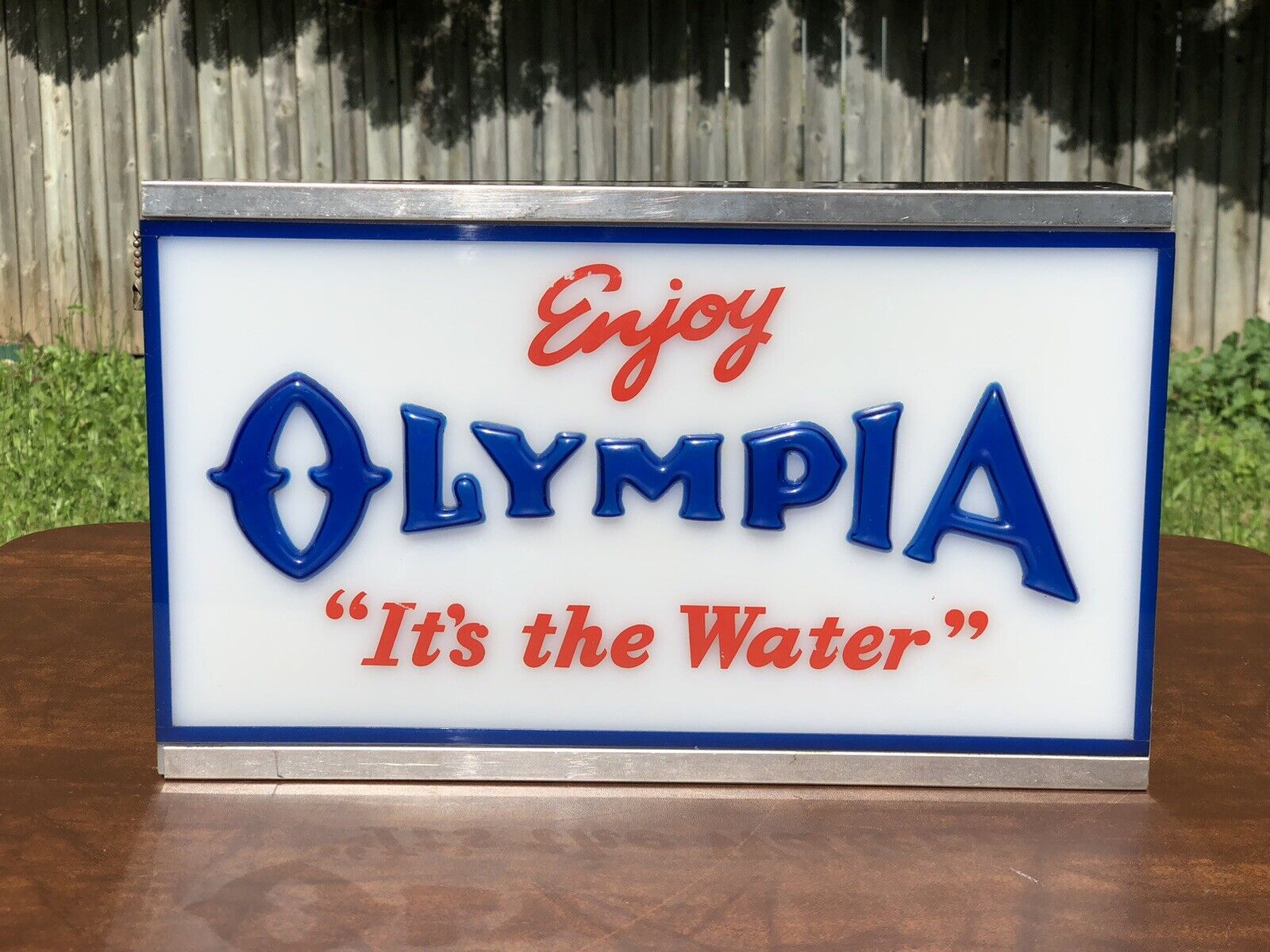 Old Vintage 1950's Enjoy Olympia Beer Its the Water Lighted Bar Tavern Sign Rare