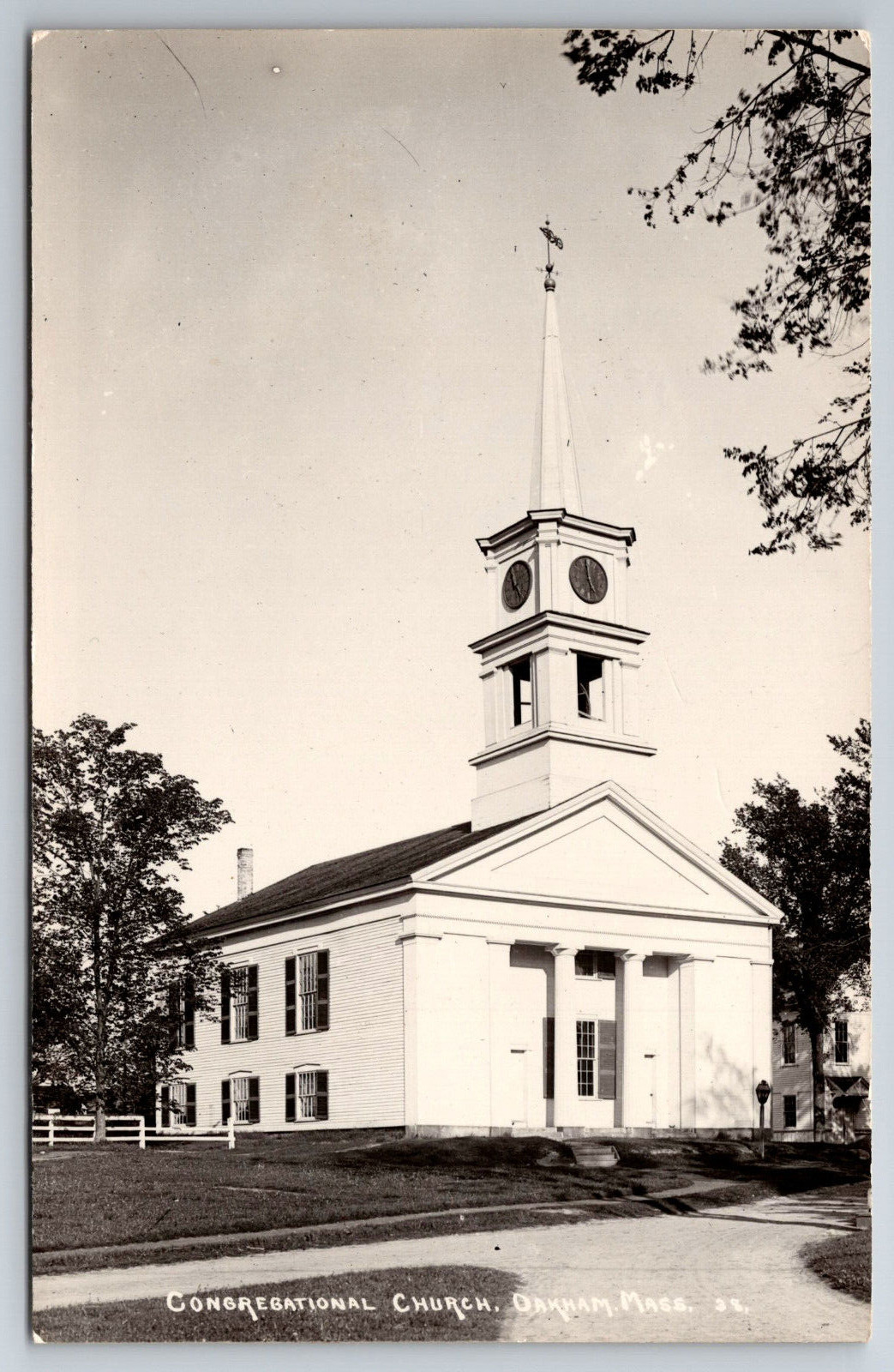 Vintage Postcard MA Oakham Congregational Church Real Photo RPPC ~7857