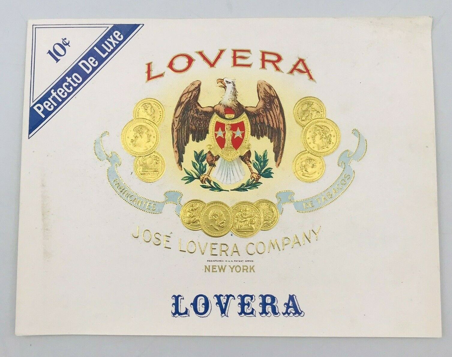 Vintage 1950\'s Jose Lovera Company Cigar Label 8.5\