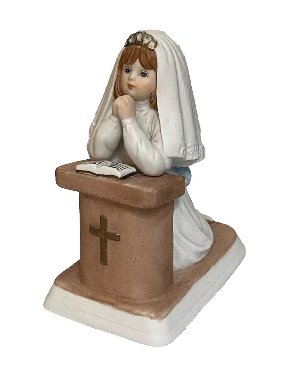 Vintage 1981 Ceramic Enesco Religious Girl First Holy Communion Figurine Statue