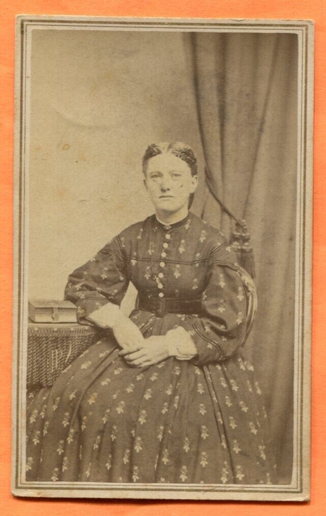 CDV Hudson MA, Portrait of a Young Woman, by Lewis circa 1860s Backstamp