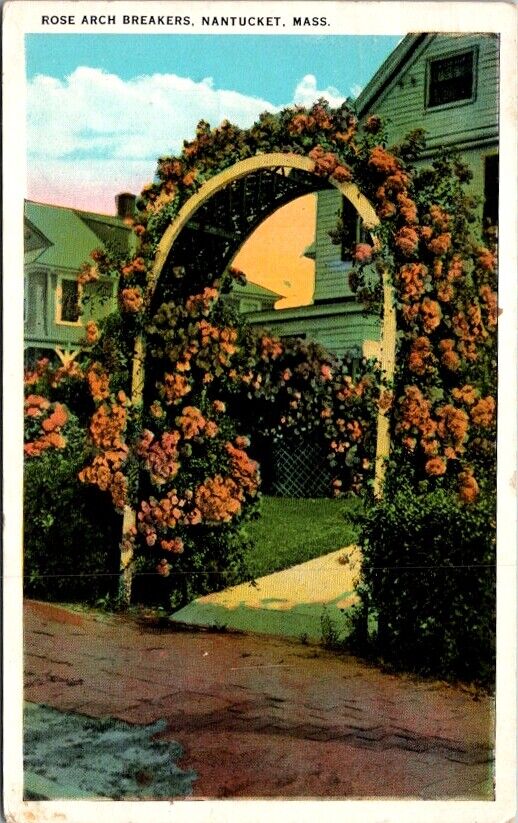 Vintage Postcard Rose Arch Breakers Nantucket Massachusetts MA 1937         R403