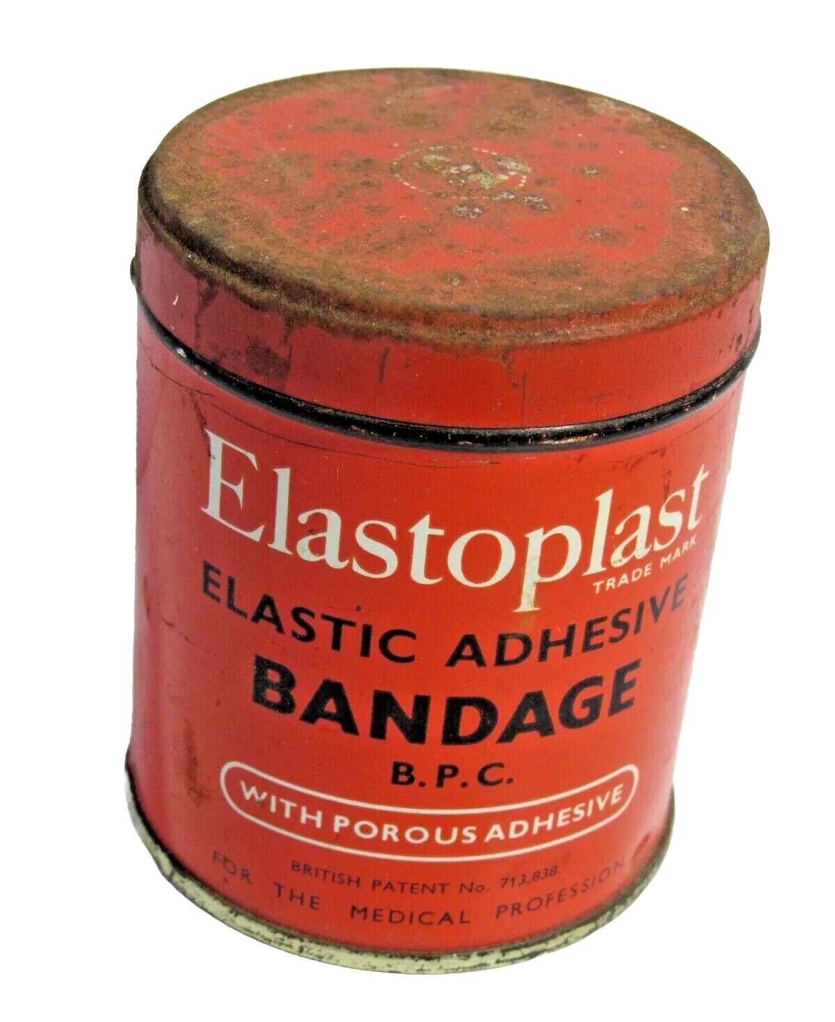 Vintage BANDAGE ADVERTISEMENT TIN Elastoplast Elastic Adhesive Bandage Can  #AC
