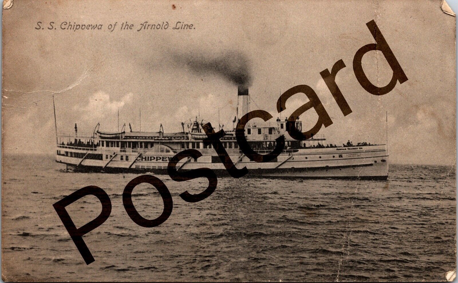 1912 S.S. Chippewa of the Arnold Line, G.H. Wickman postcard jj143