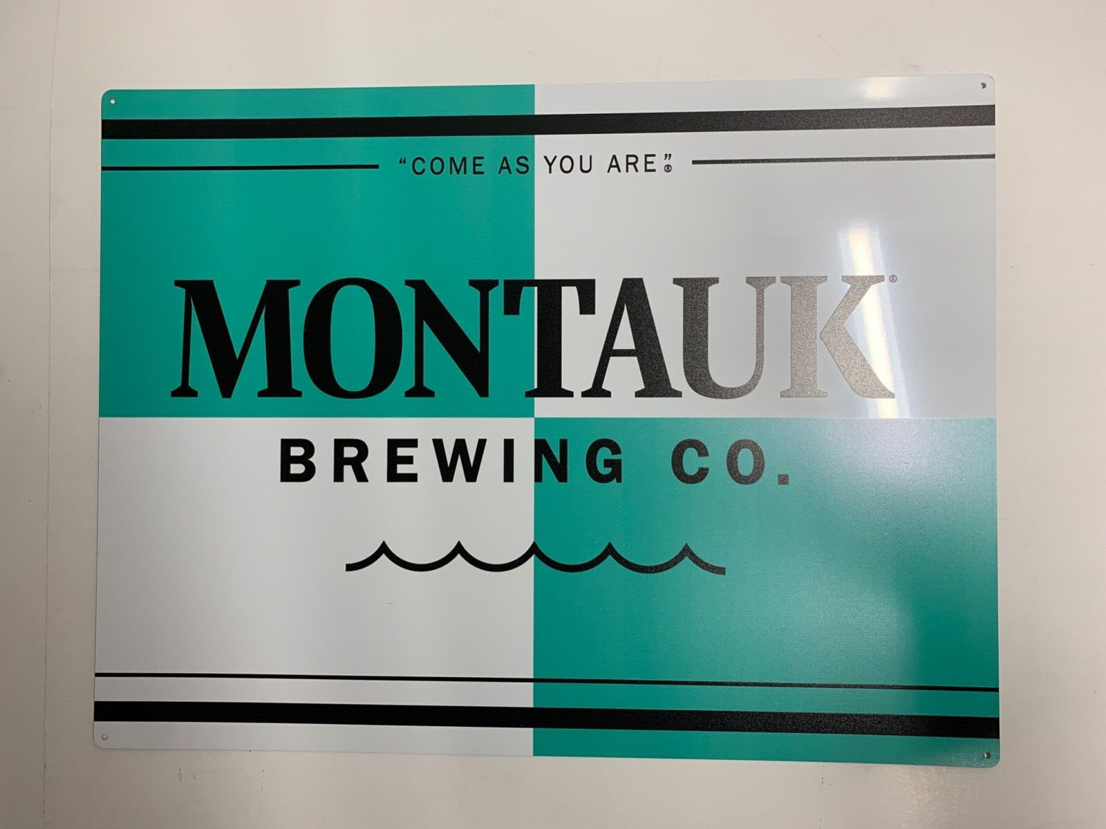 Montauk Brewing Company Surf Beer Metal Tacker Sign VERY RARE