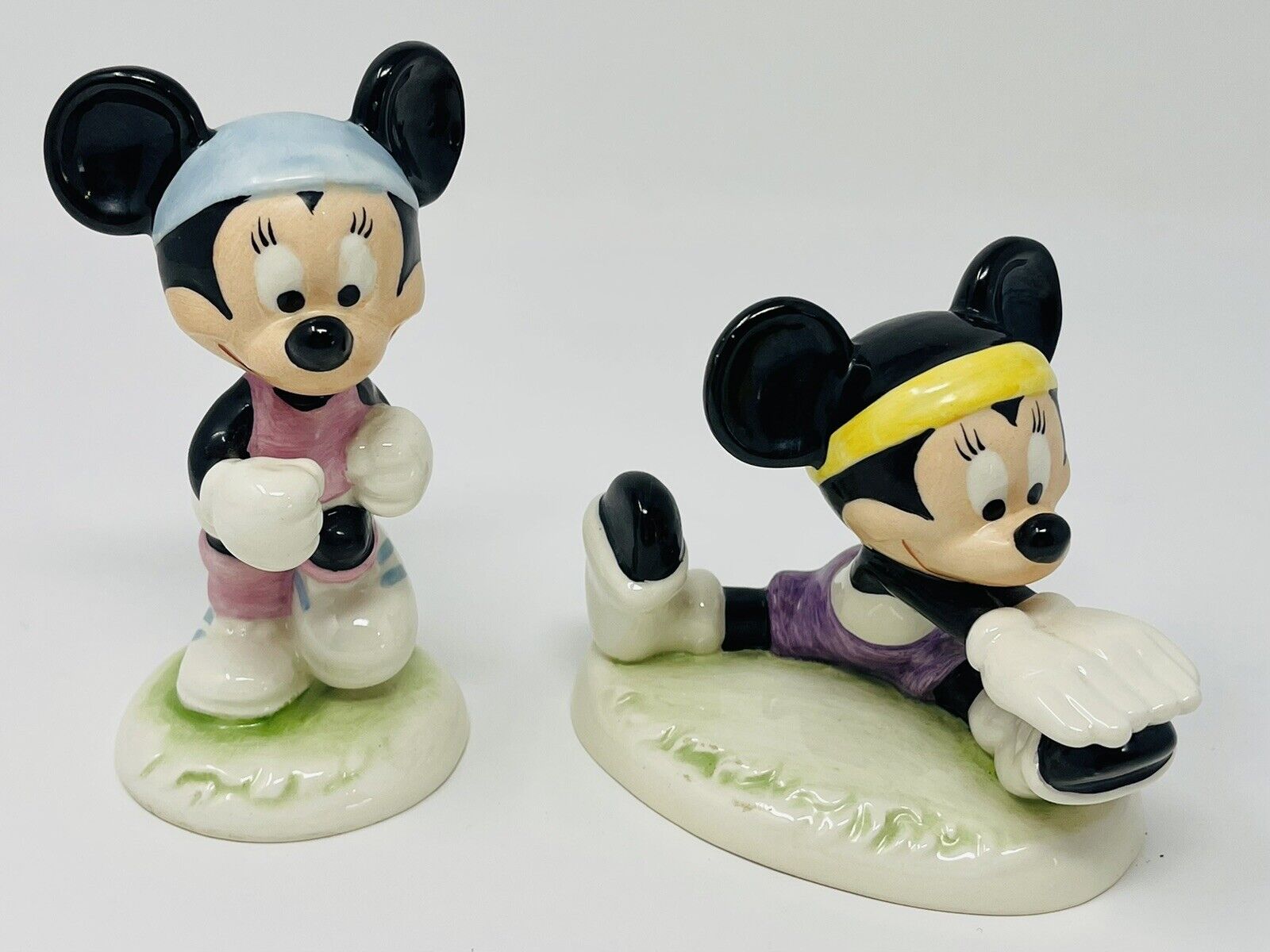 2 VTG Goebel W Germany Ceramic Disney Minnie Mouse Stretching Exercise Running
