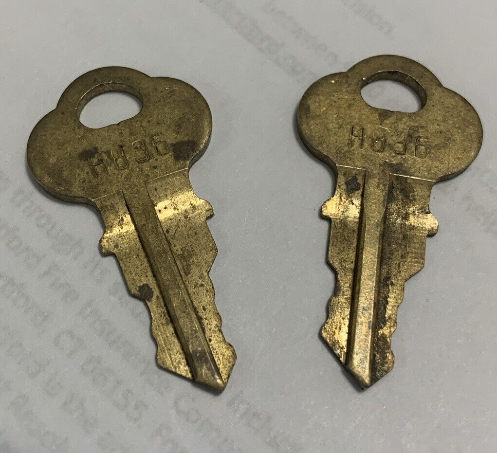 2 Vintage Original Brass Chicago Lock Company USA Key # H836