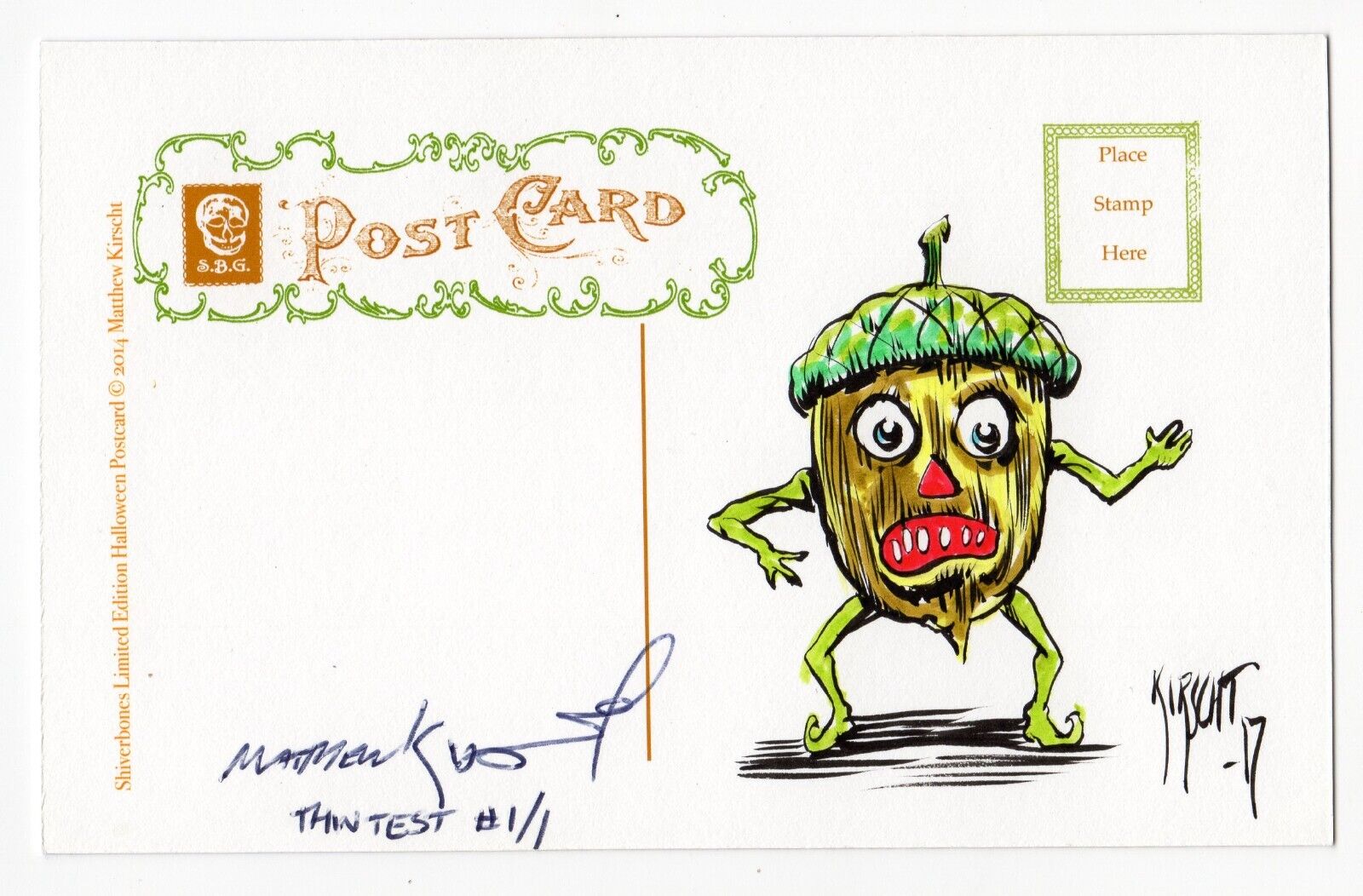 Halloween Postcard Matthew Kirscht 2014 Bully #1 Test 1/1 Color Sketch