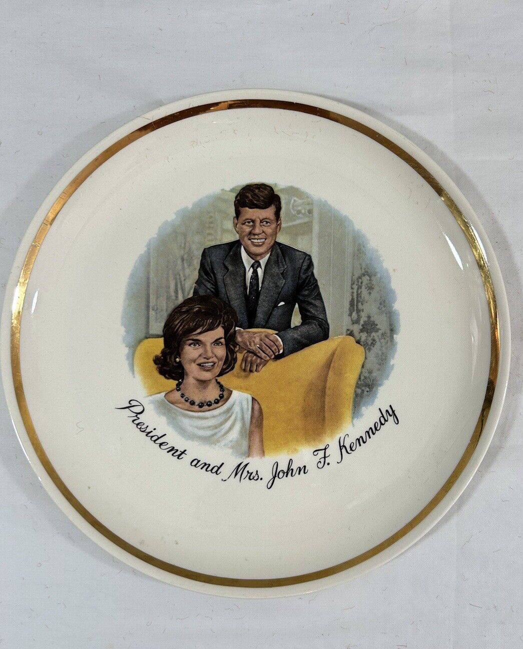 President John F Kennedy & Jackie Plate Camelot Era portrait- JFK Collector Gold