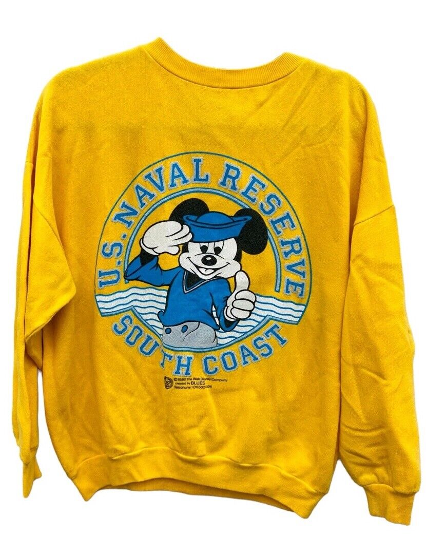Rare Vintage 1980\'s Blues London Disney Mickey Mouse US Naval Reserve Sweatshirt