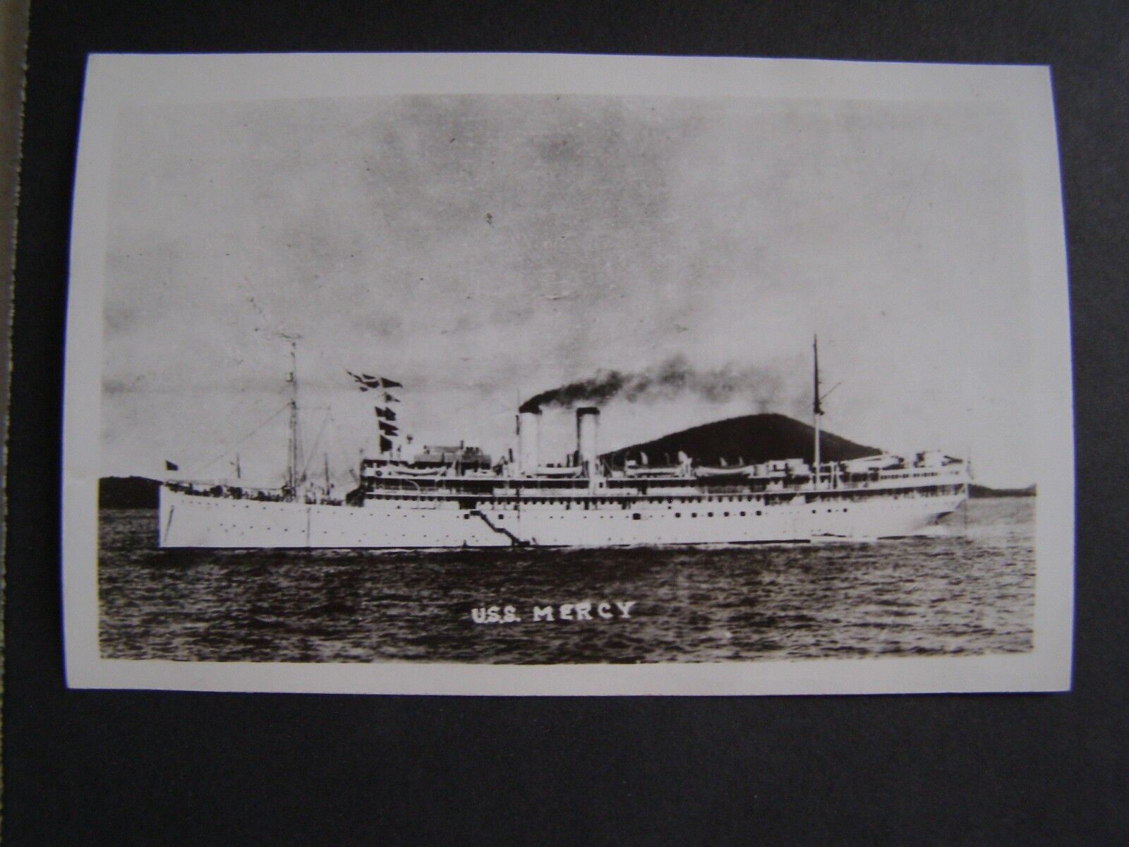 Vintage Real Photo Postcard RPPC Military Ship U.S.S. Mercy