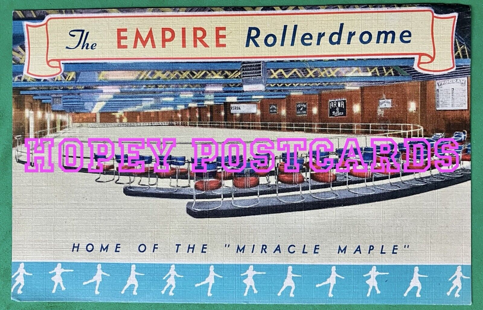 EMPIRE ROLLERDROME, BROOKLYN ~ NY\'S BIGGEST & FINEST ~ LINEN postcard ~ 1940s