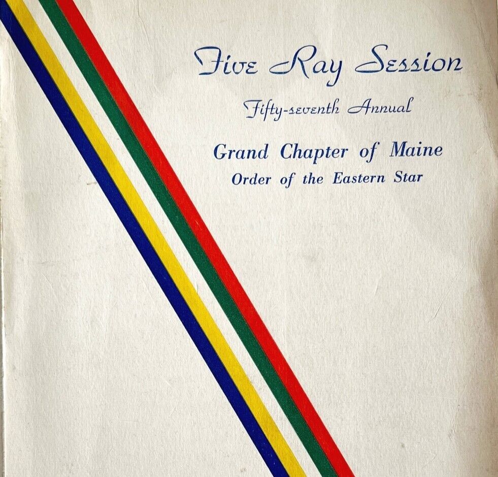Order Of The Eastern Star 1949 Five Ray Masonic Maine Grand Chapter Kora PB E52