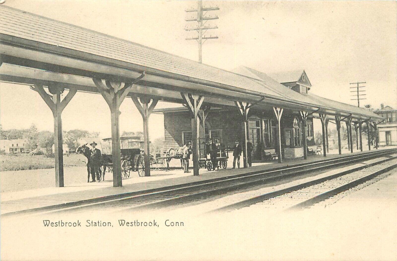 Postcard Connecticut Westbrook Station railroad Neidlinger undivided 23-8869