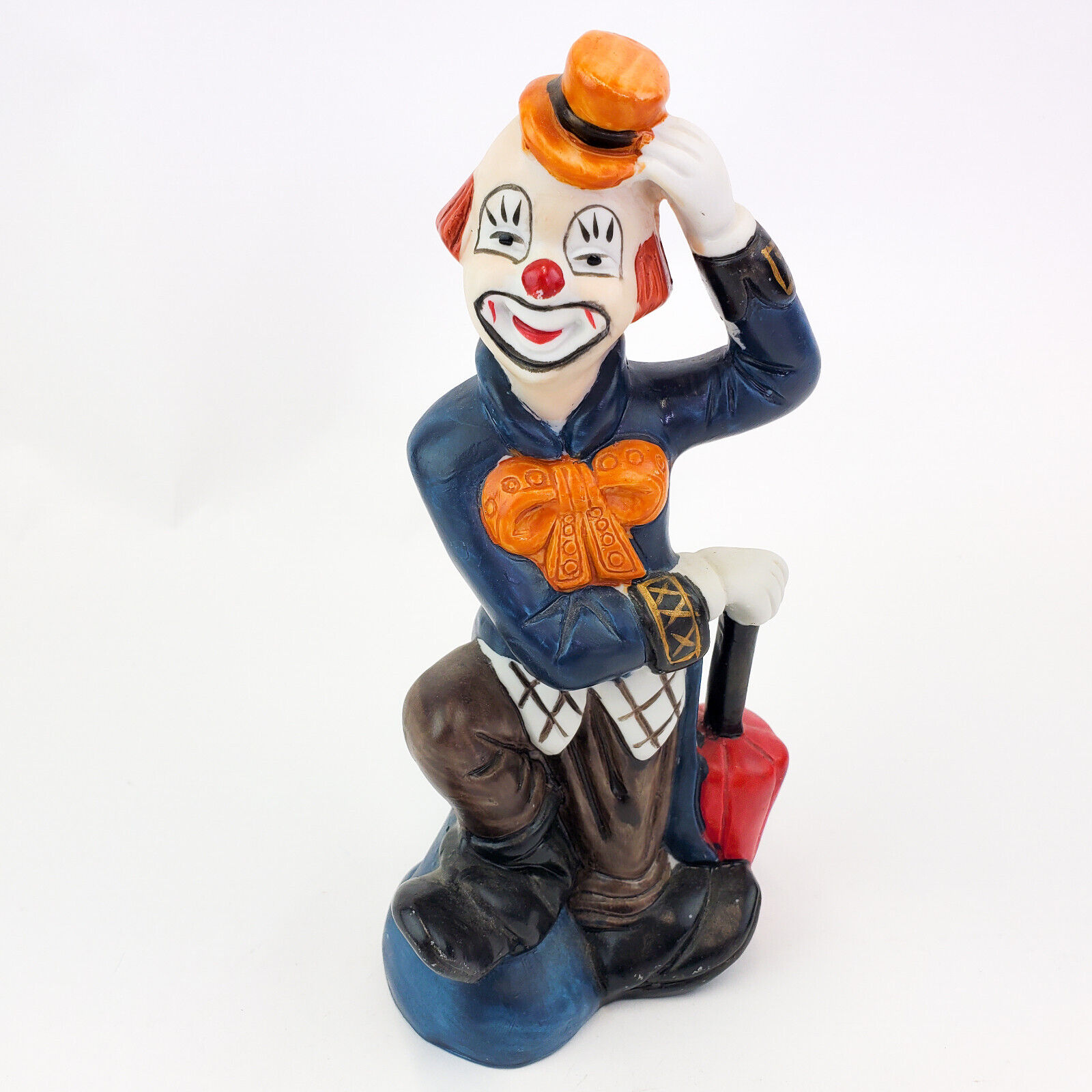 UOGC Taiwan Ceramic Hand Painted Clown Figurine Umbrella Hat Vintage Circus