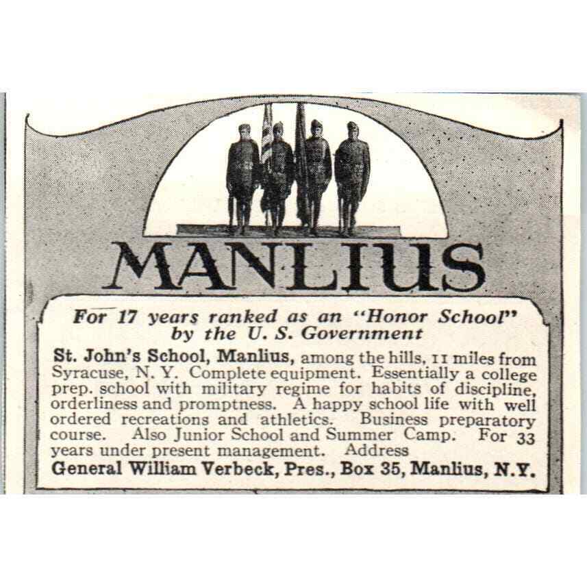 Manlius St. John\'s School Gen. William Verbeck NY - 1921 Original Ad TJ7-S7