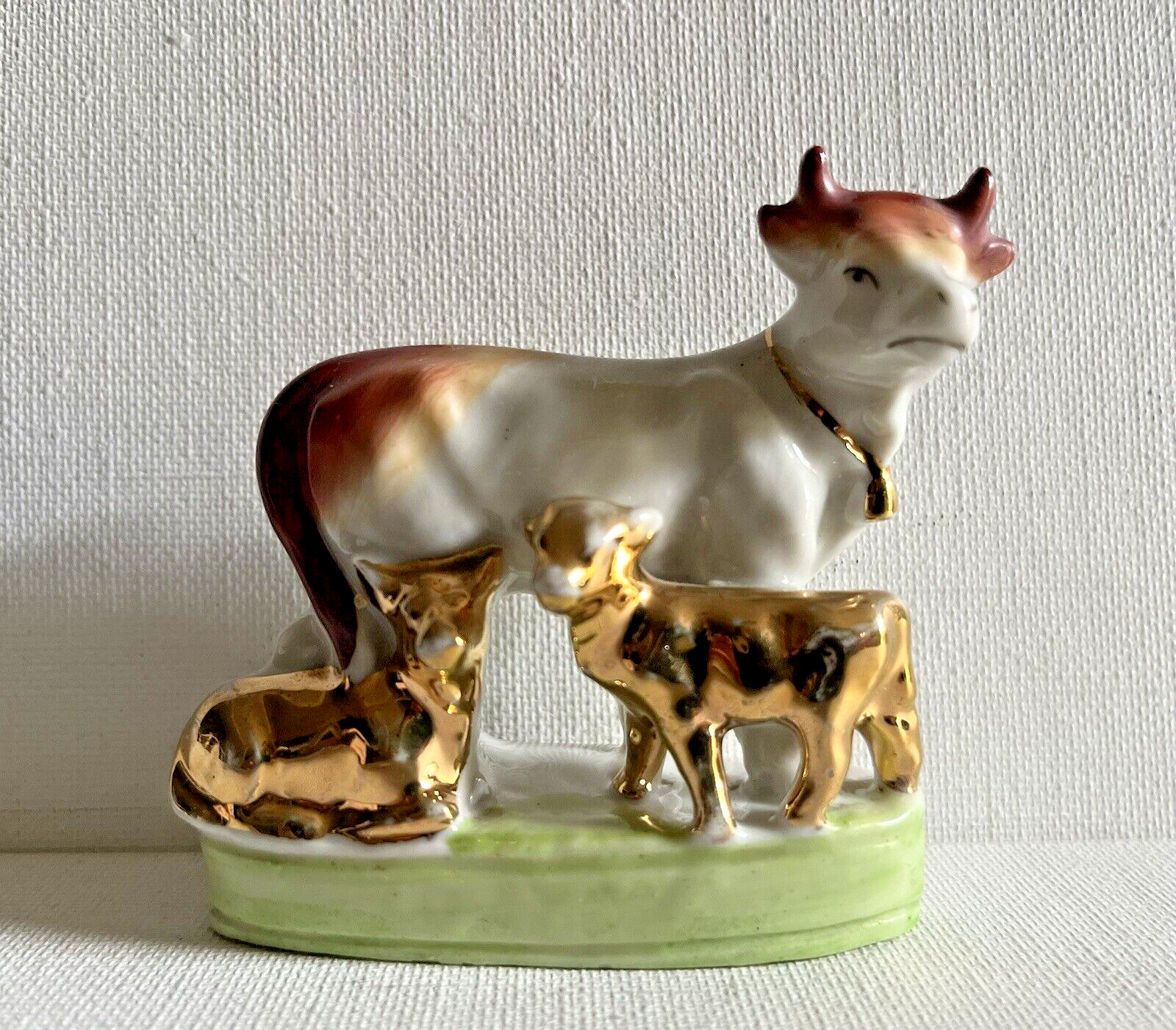 Antique German Porcelain Cow Lusterware Miniature German Murnau Werdenfels RARE