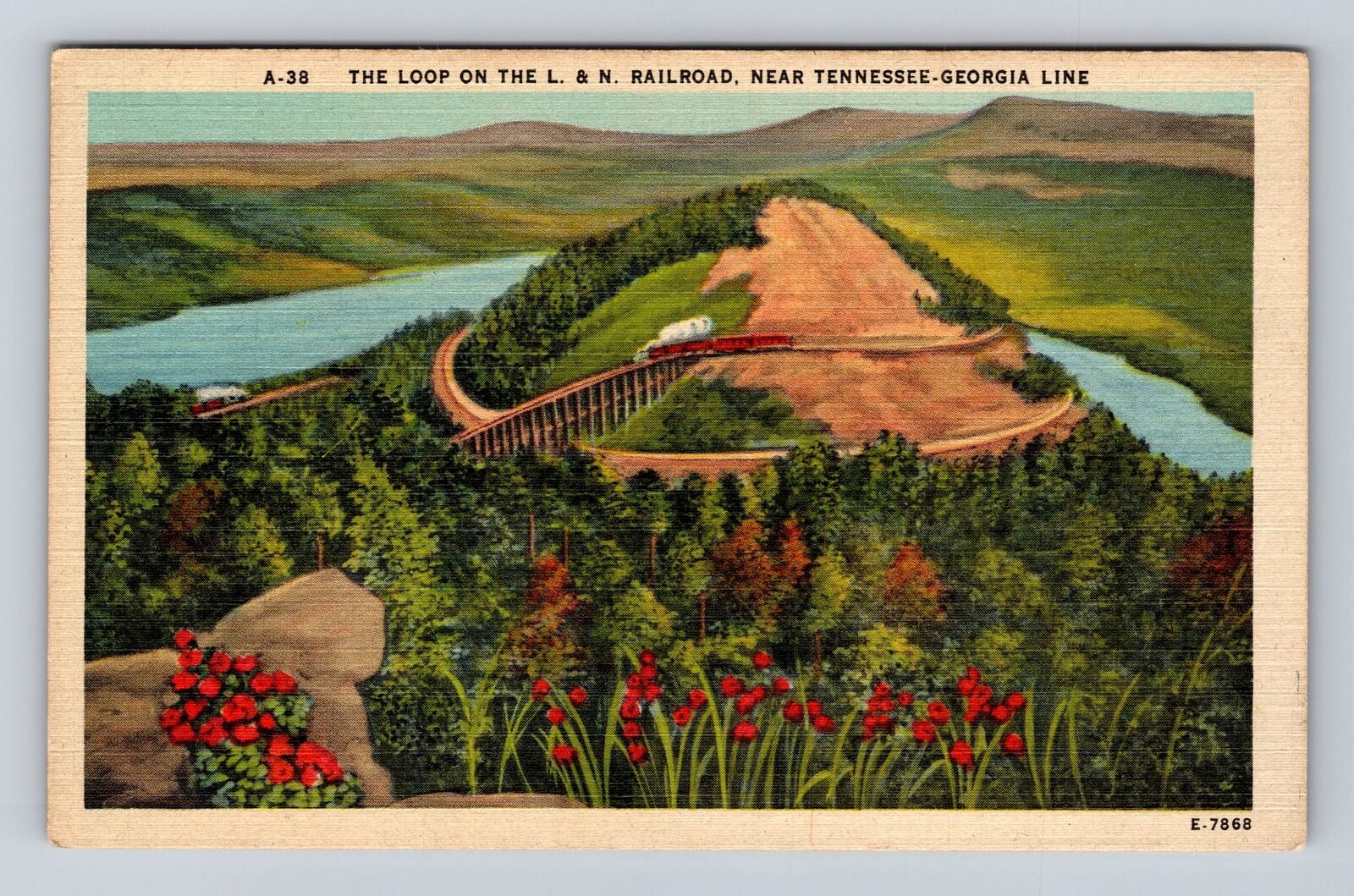 The Loop On The L & N Railroad, Tennessee-Georgia State Line Vintage Postcard