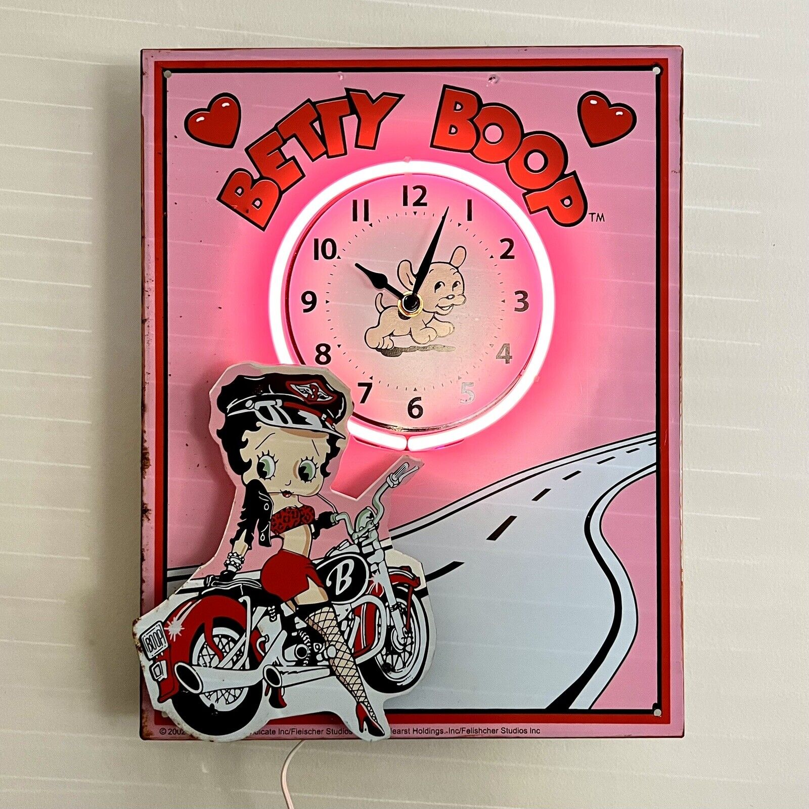 Betty Boop Vintage Neon Clock 3D Brand New VTG 00s Collectible Motorcycle Sign