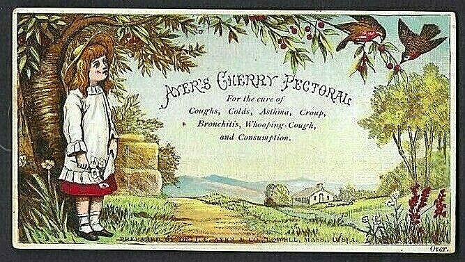 AYER\'S CHERRY PECTORAL Advertising Quack Medicine VICTORIAN TRADE CARD Lowell MA