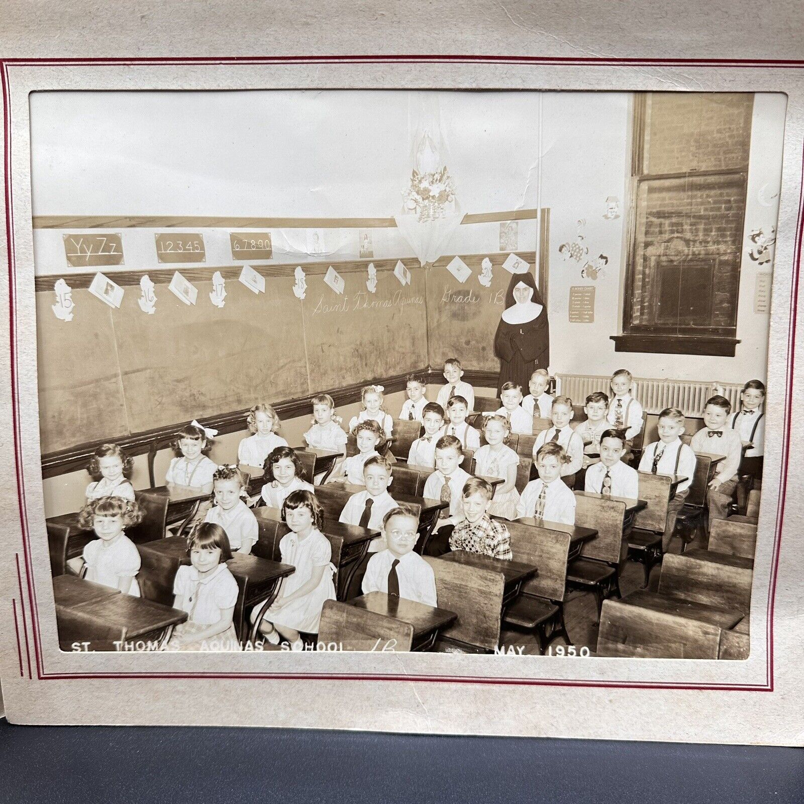1950 St Saint Thomas Aquinas School Class Photo  Brooklyn New York Picot Studios