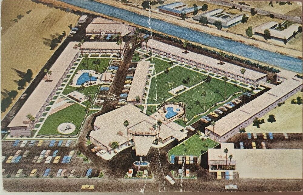 Scottsdale AZ- Arizona, Safari Hotel, Aerial View, Vintage Postcard 1964