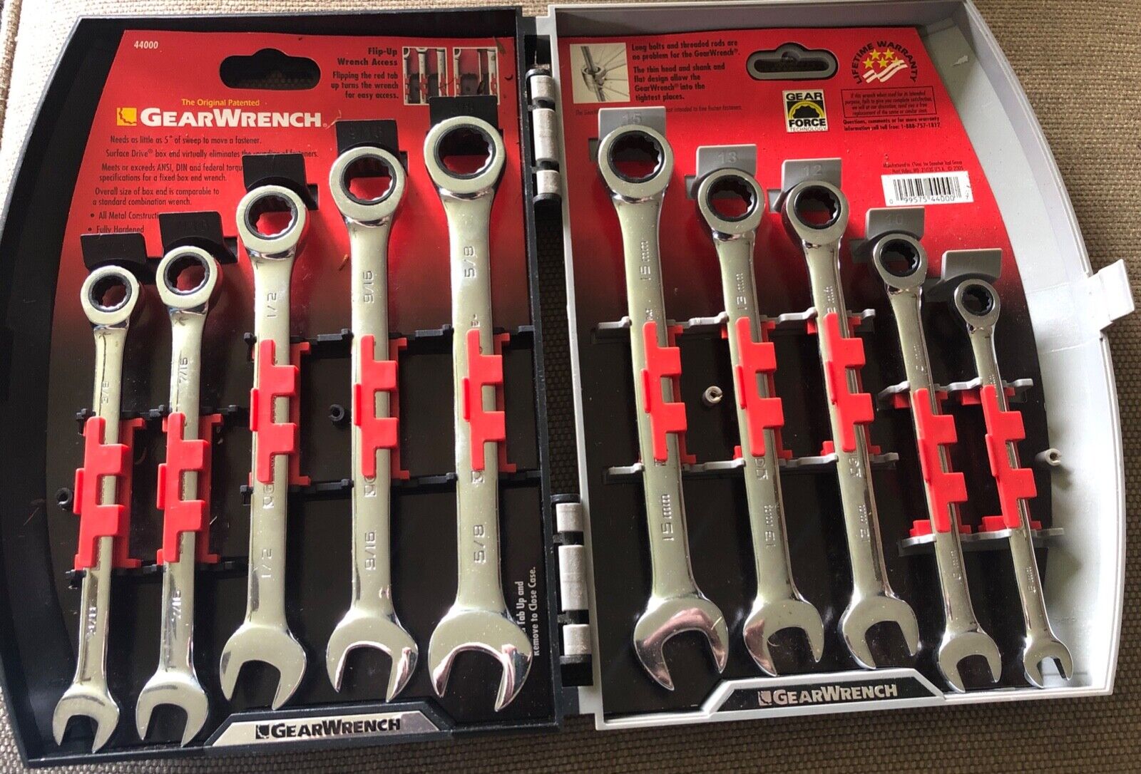 Gearwrench 10 Piece Metric/SAE Combination Ratcheting Wrench Set - 44000