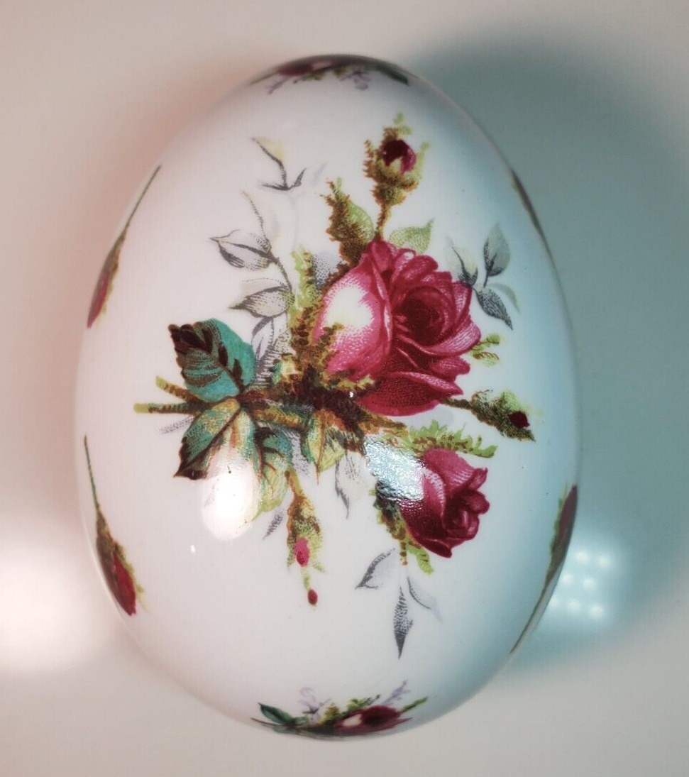Egg Trinket Box Grandmother\'s Rose Hammersley England Bone China Easter Egg