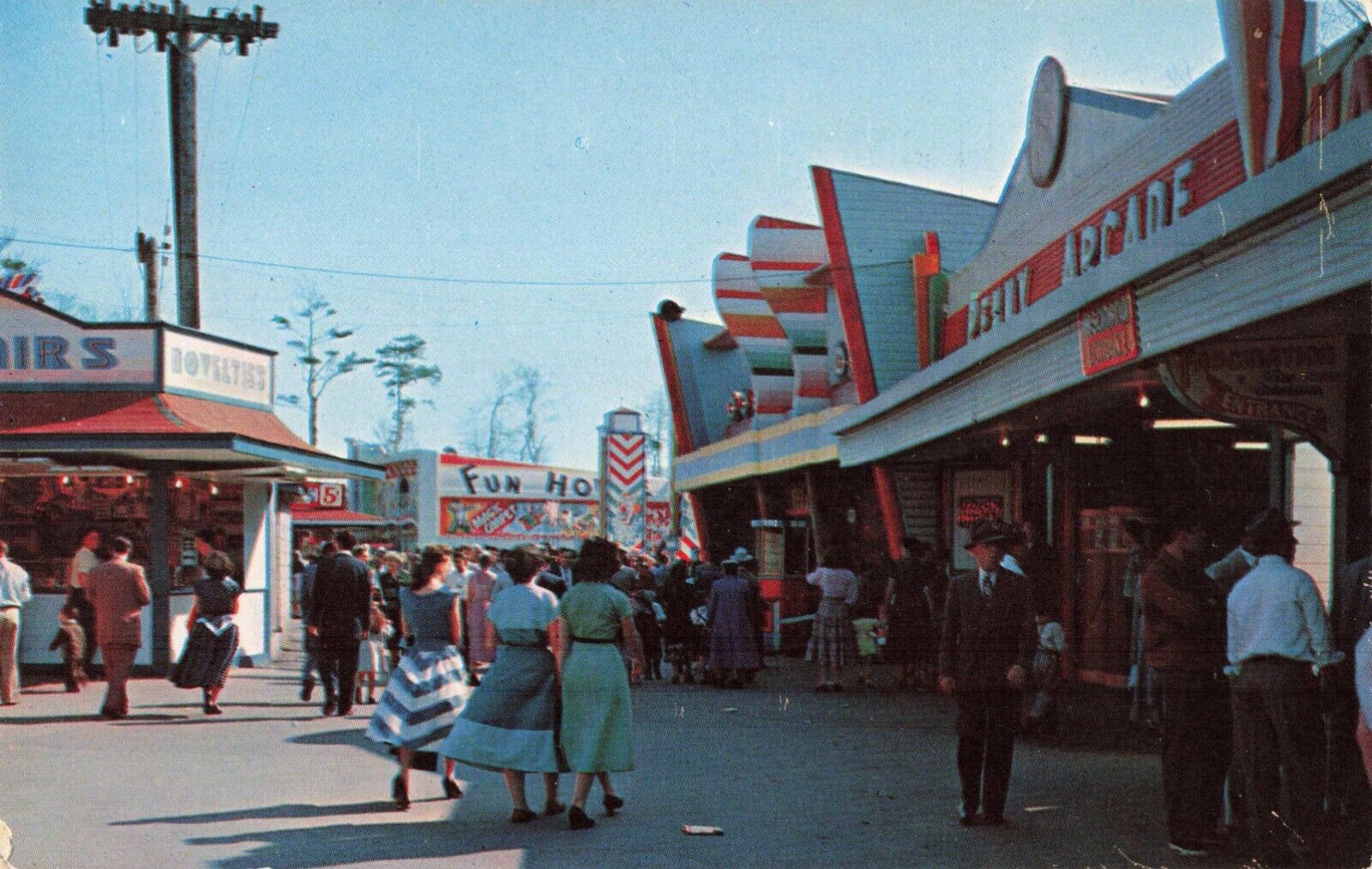 Lincoln Amusement Park Fall River New Bedford Massachusetts Arcade 1959 Postcard