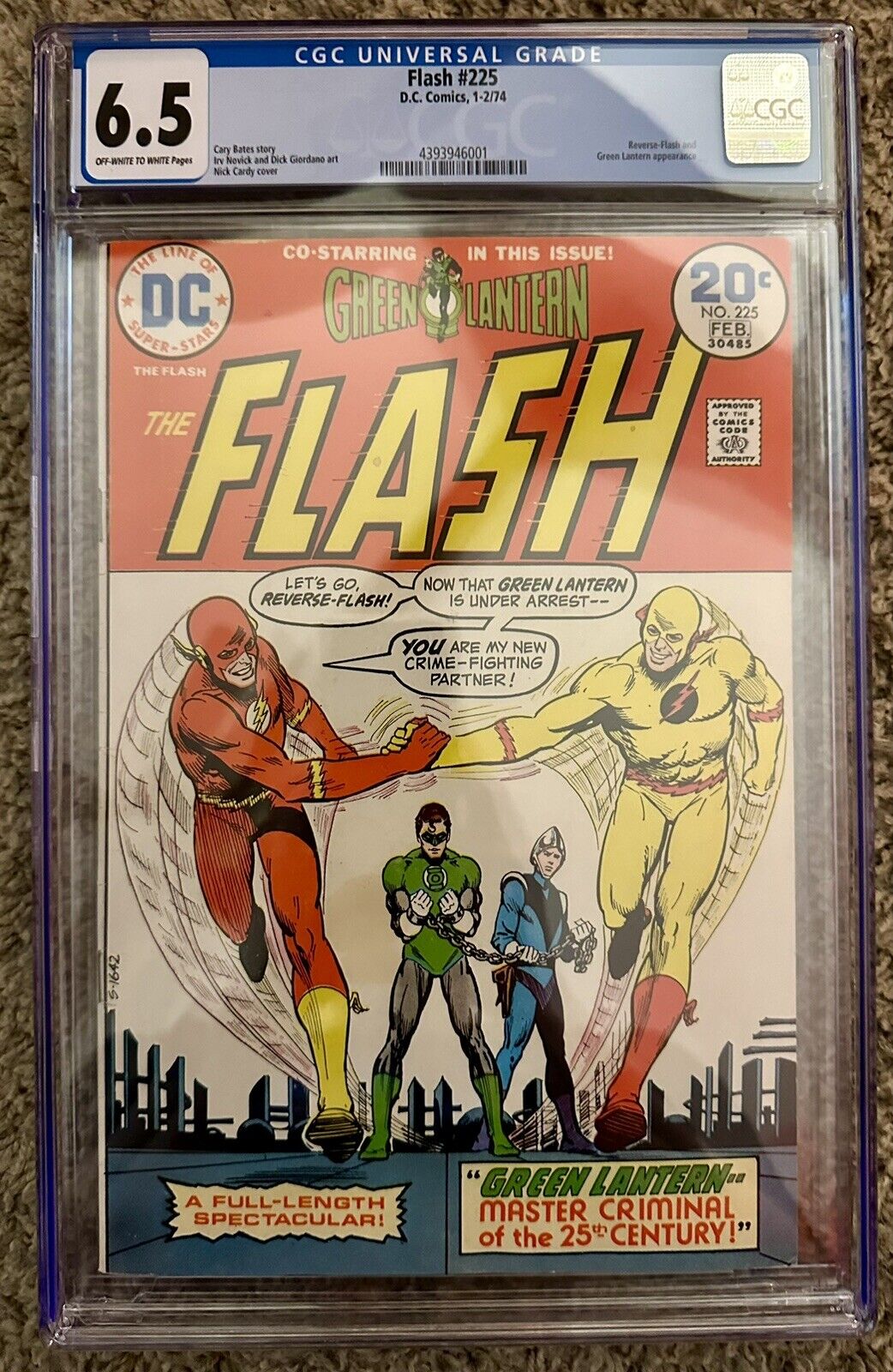 Flash 225 CGC 6.5 Reverse Flash Green Lantern Classic Cover (DC, 1974)