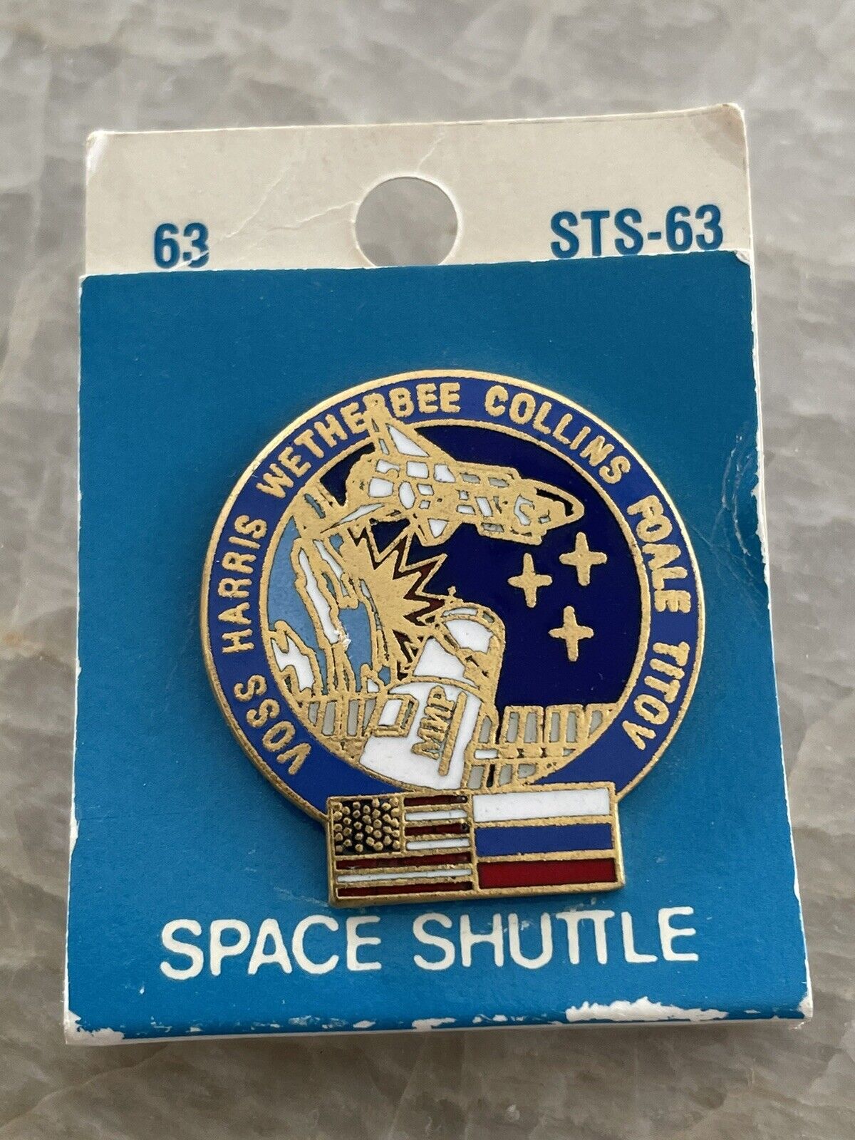 1980s STS-63 Space Shuttle Discovery Voss Harris Collins NASA Souvenir Pin