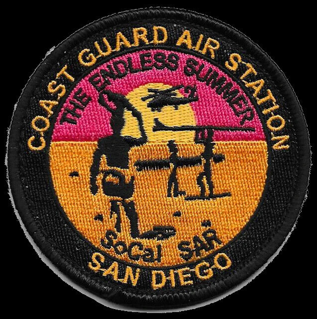 USCG SAN DIEGO ENDLESS SUMMER COAST GUARD HOOK & LOOP ROUND EMBROIDERED PATCH
