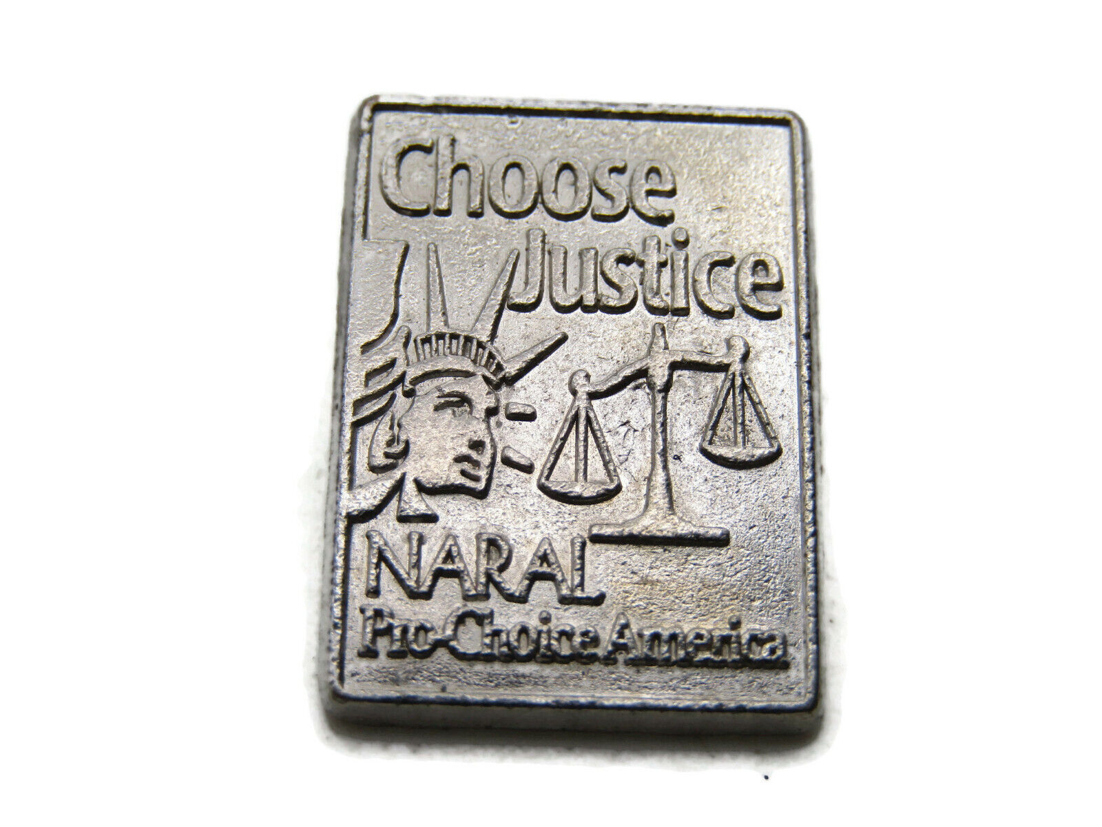 NARAL Choose Justice Pin Pro Choice America Silver Tone