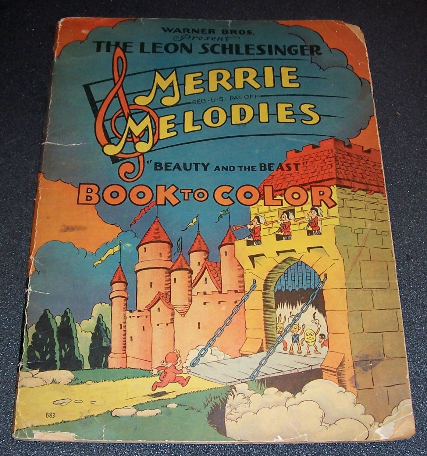 RARE UNUSED 1935 Merry Melodies Color Book BEAUTY and the BEAST 683 WARNER BROS