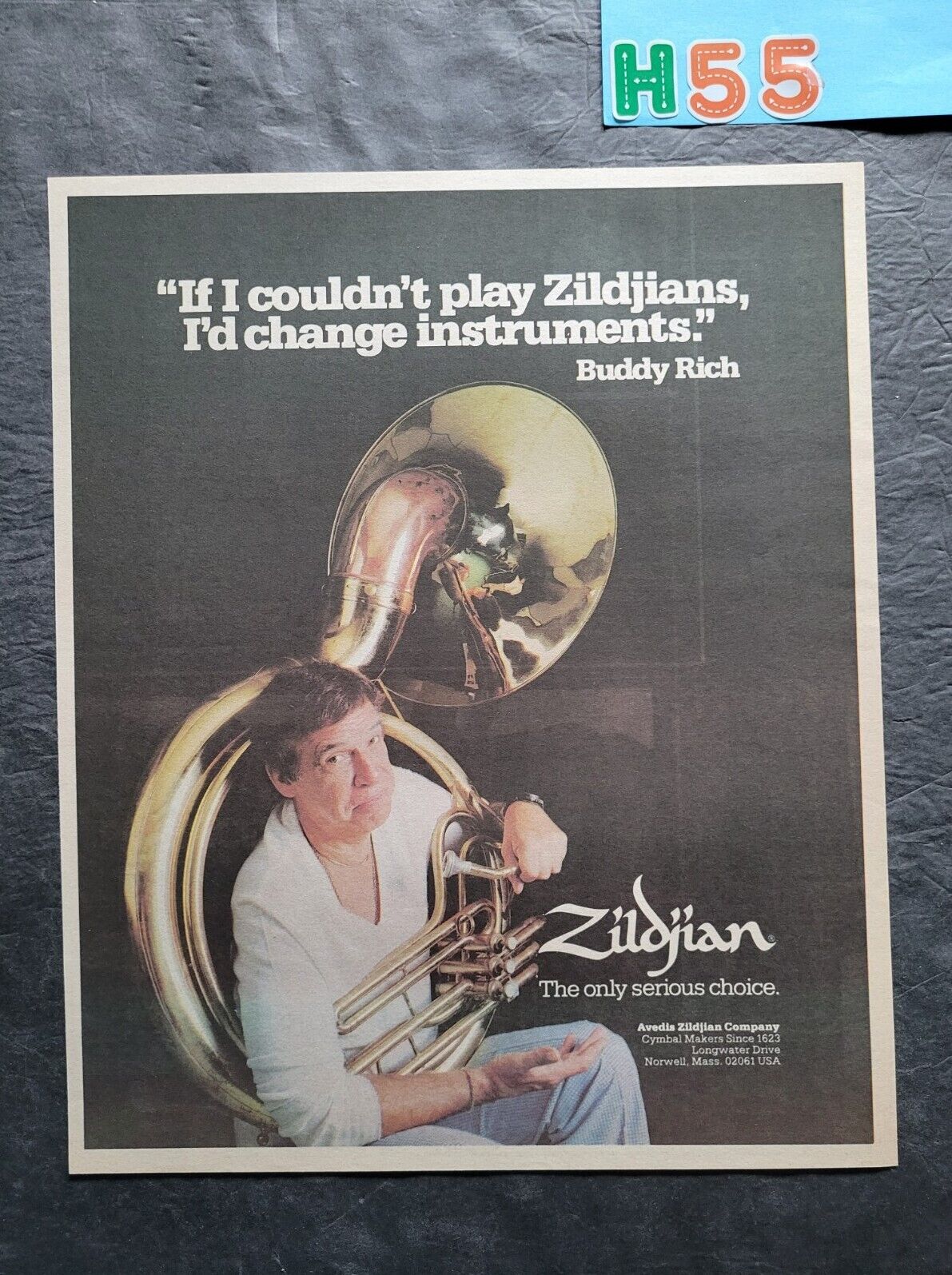 Buddy Rich Zildjian Cymbals Promo Print Advertisement Vintage 1980
