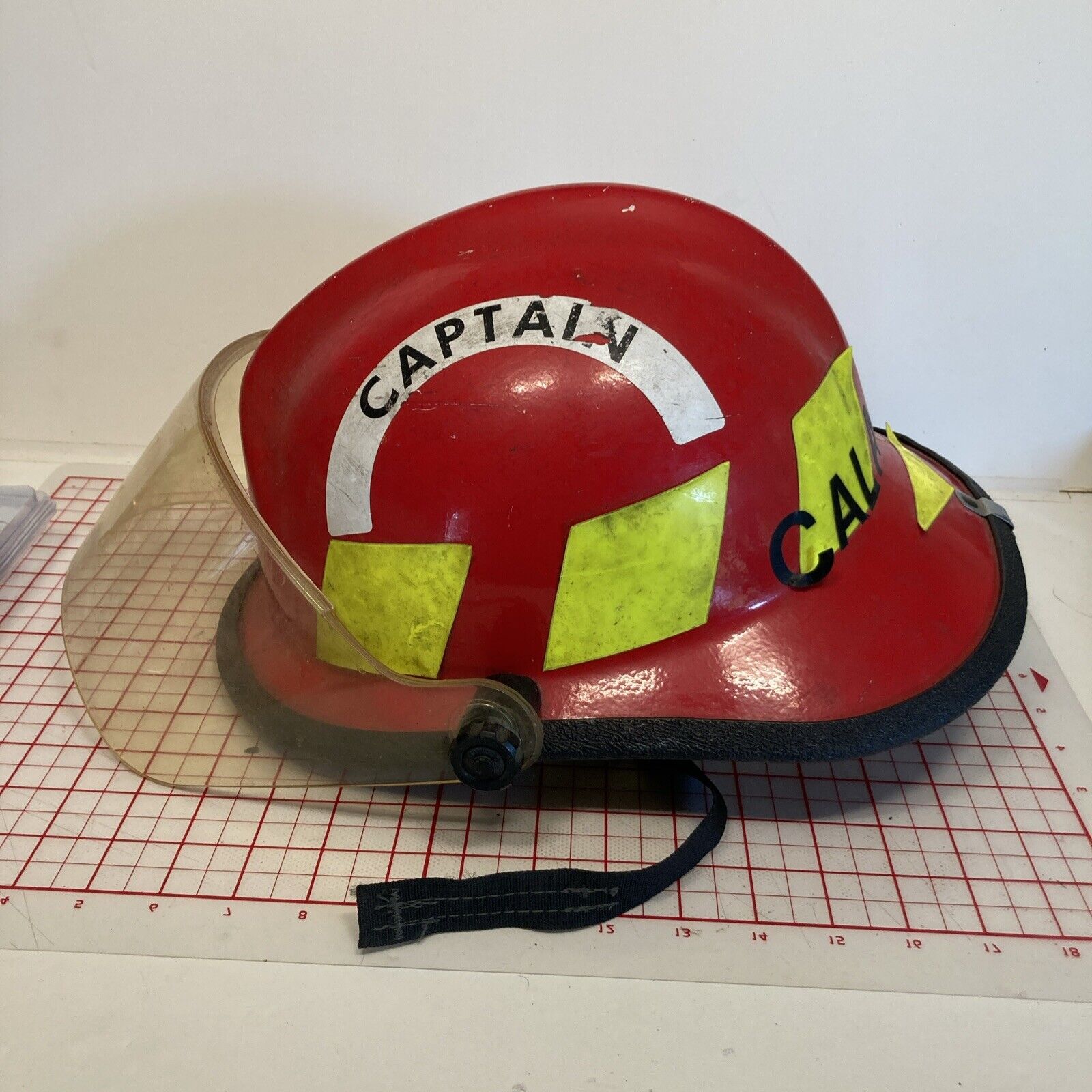 Red Captains 80\'s 1980\'s Fireman Helmet Used