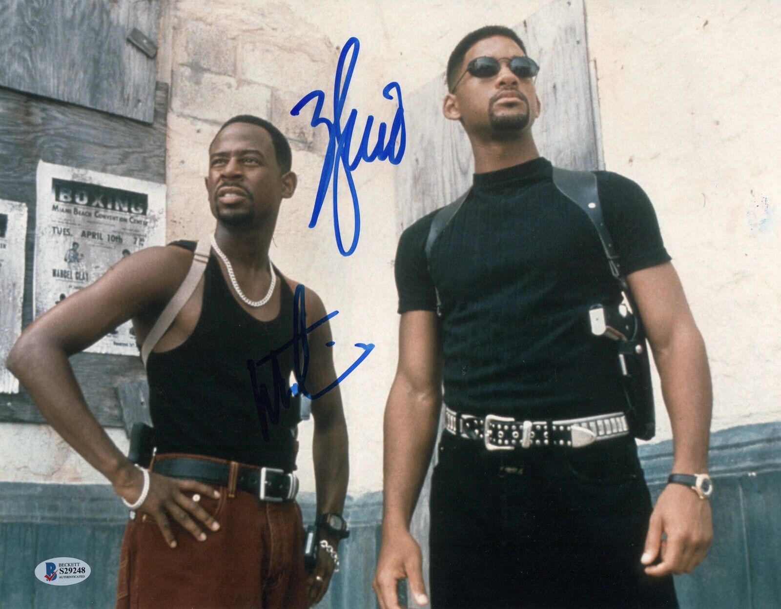 MARTIN LAWRENCE WILL SMITH SIGNED AUTO BAD BOYS 11X14 PHOTO AUTHENTIC BECKETT