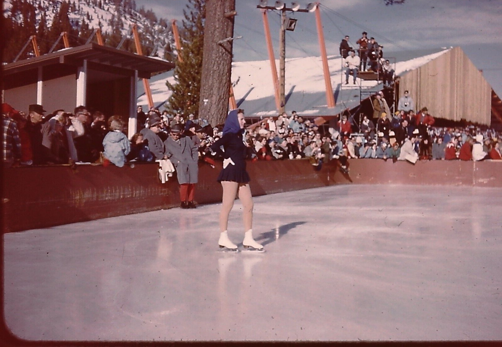 February 1960 35 MM Slide Squaw Valley Figure Ice Skater Blue Hood CA Olympic