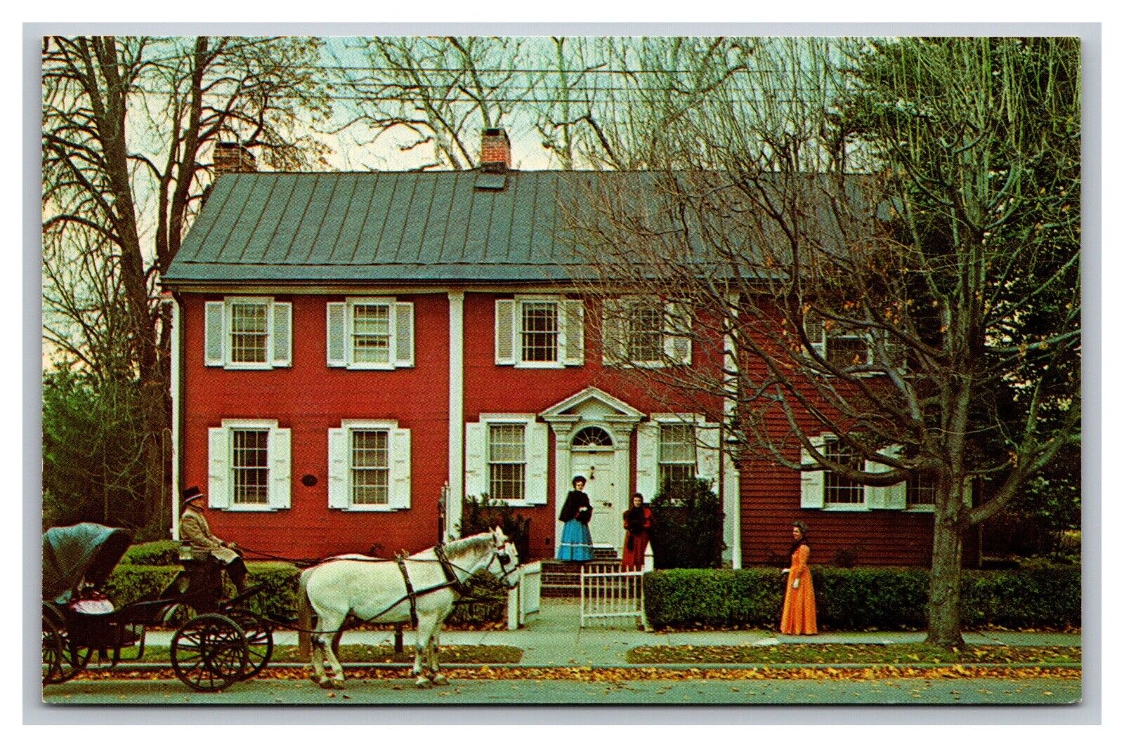 Woodstown NJ The Shinn House Historic Home Horse & Carriage Chrome Postcard