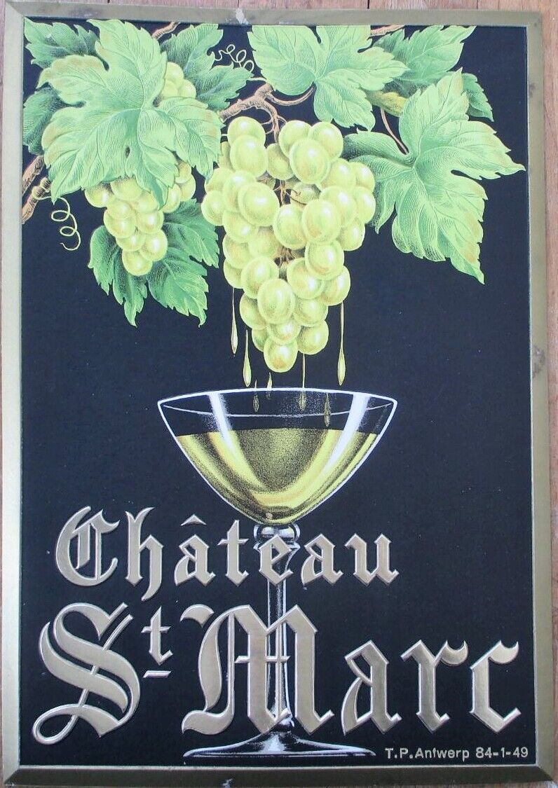 Wine 1949 French Advertising Sign, Chateau St. Marc, Color Litho, Embossed