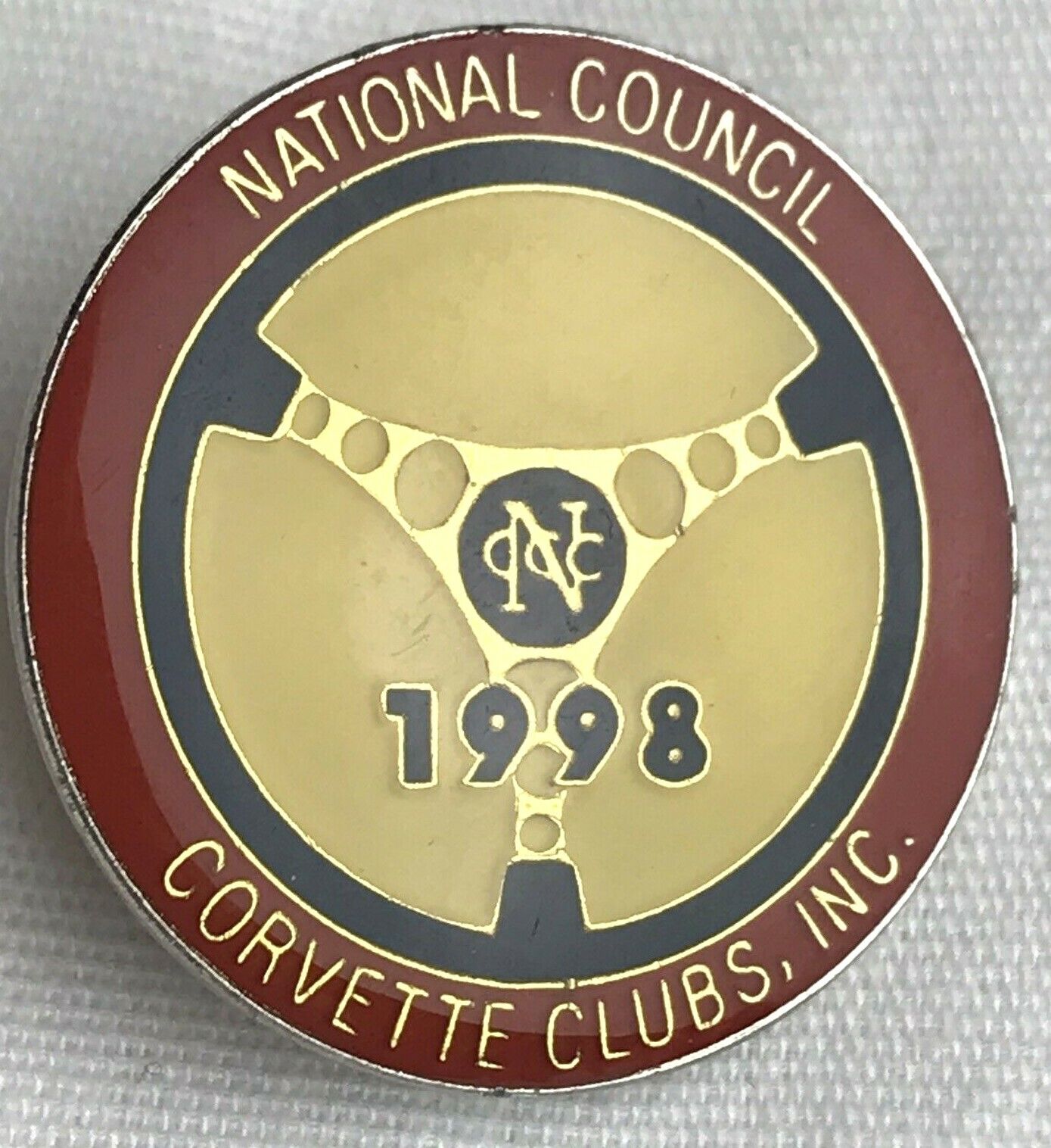 Corvette Club 1998 National Council Pin Gold Tone Enamel
