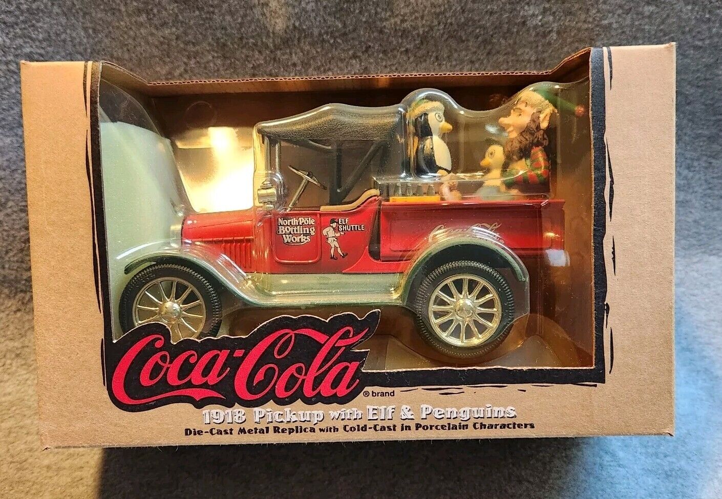 Vintage Ertl Coca Cola 1918 Ford Pickup Truck with Elf & Penguins New Open Box 