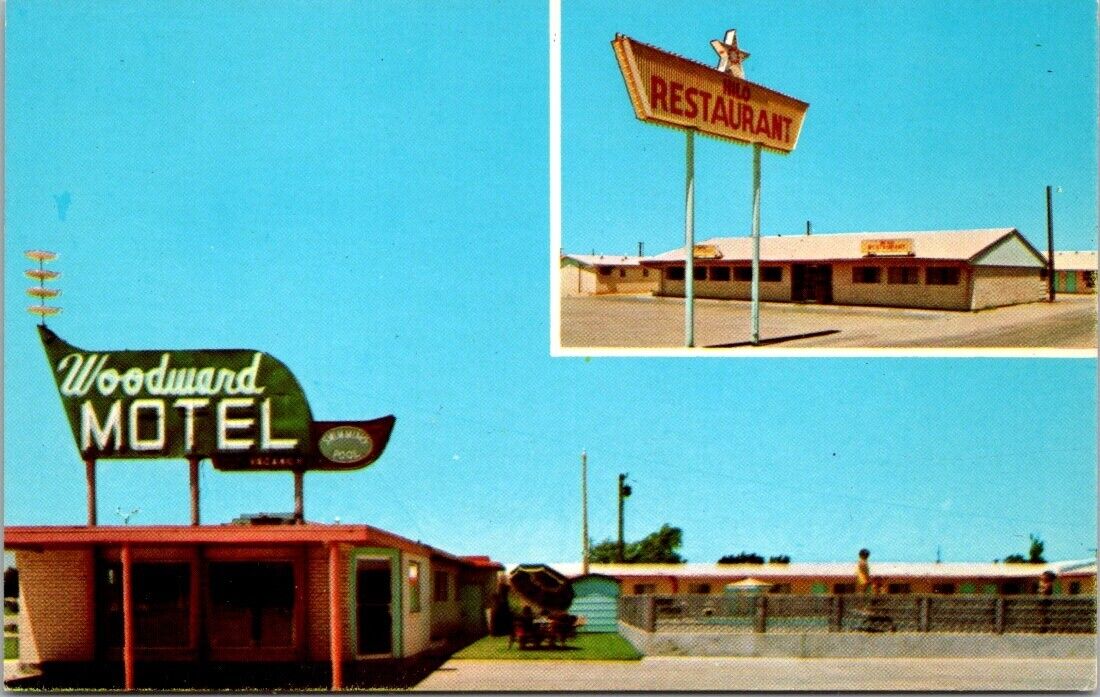 Vintage Postcard Woodward Motel Restaurant Oklahoma B4