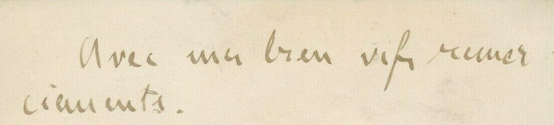 Emile Zola SIGNED Business Card Handwritten Presentation Note