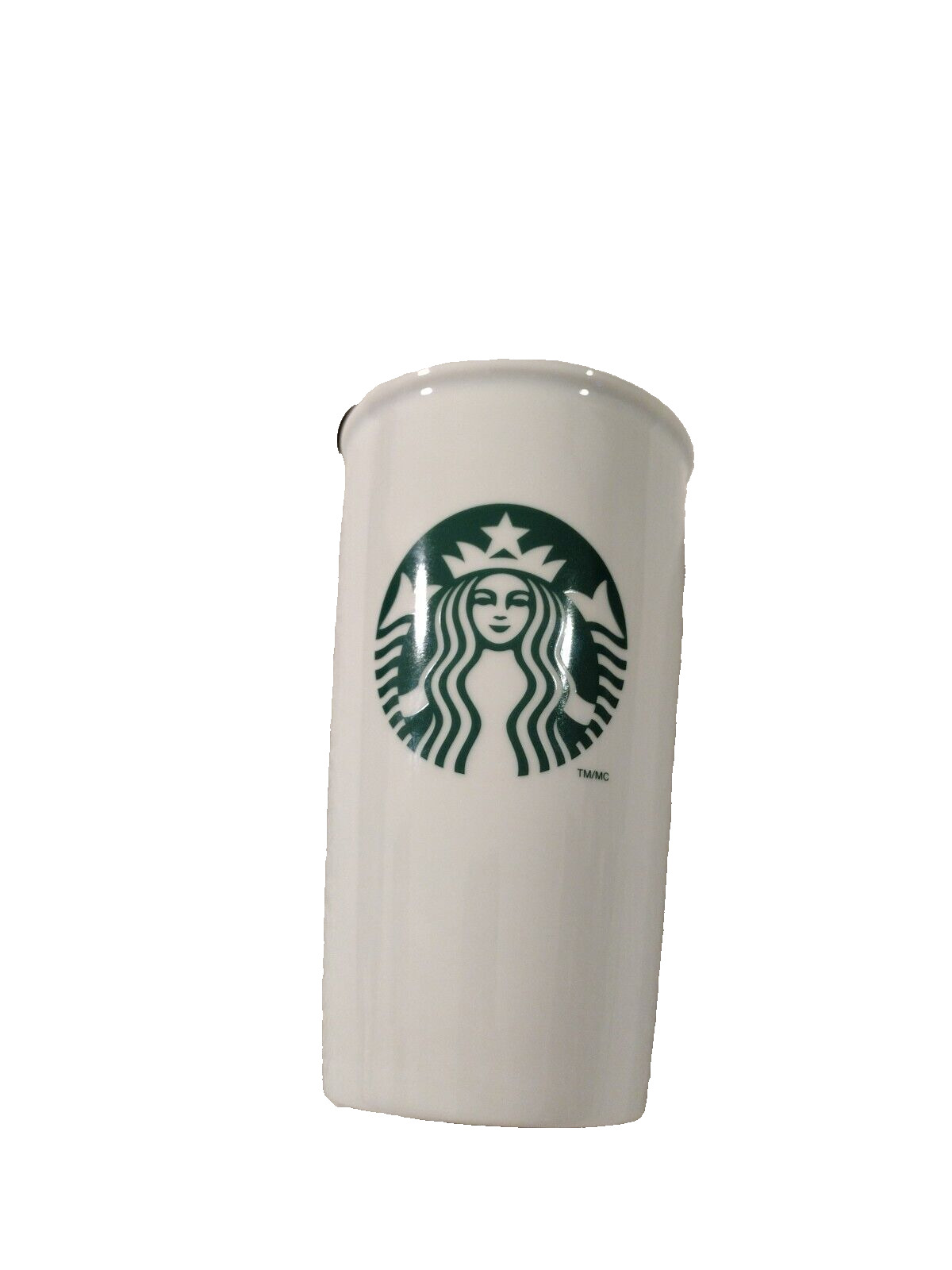 VTG 2014 Starbucks Ceramic Tumbler Traveler Mug 12oz SPELL OUT W/LID MERMAID
