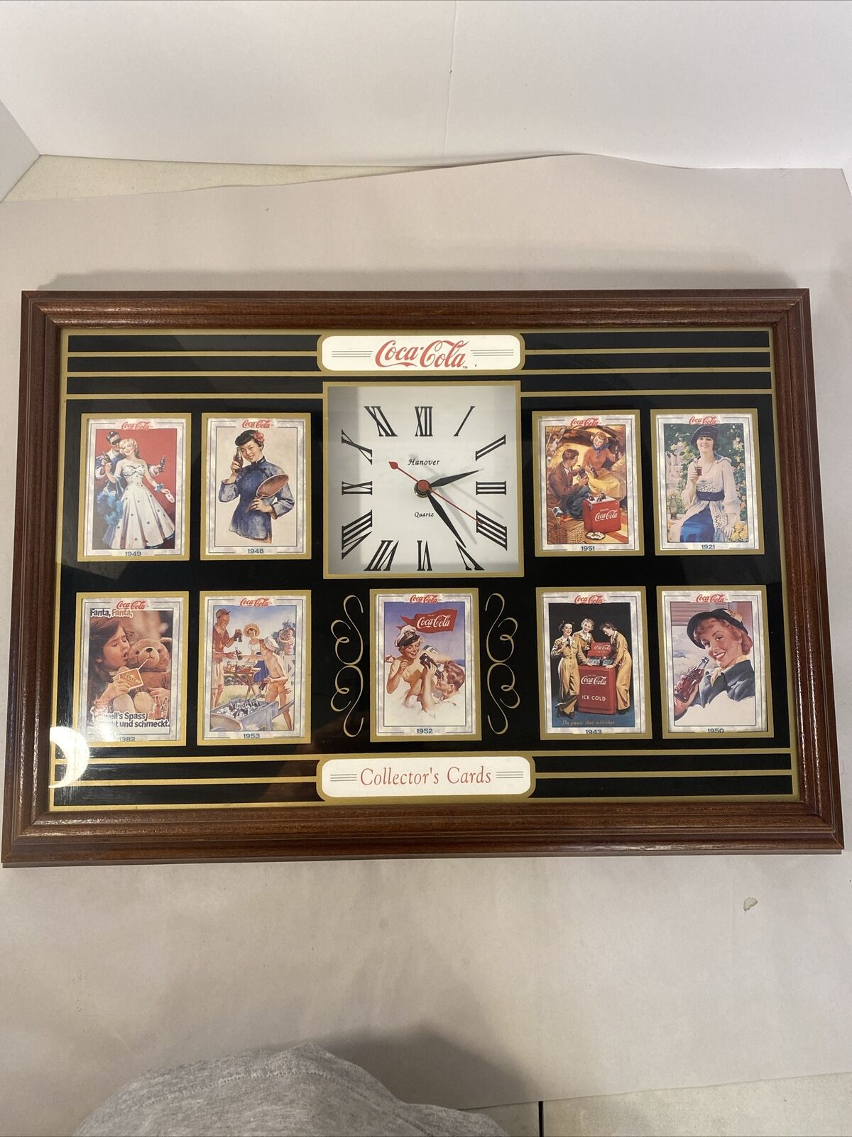 Vintage 1994 Coco-Cola Collectors card Wall Clock 14 1/2” X 20 5/8” Tested Works