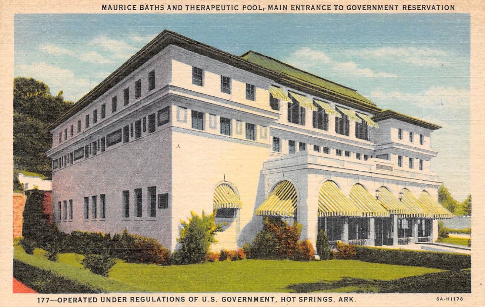 D0962 Maurice Baths & Therapeutic Pool, Hot Springs AR 1936 Teich Linen Postcard