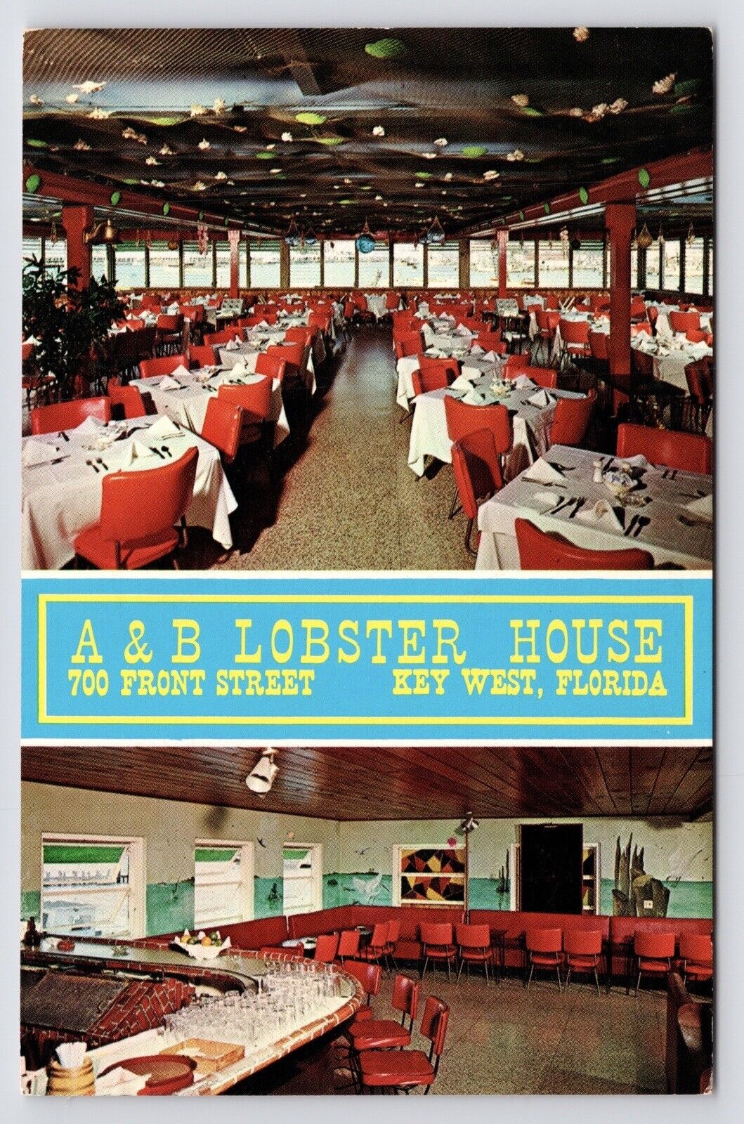 1970s~Key West Florida FL~A & B Lobster House~Interior~VTG Restaurant Postcard